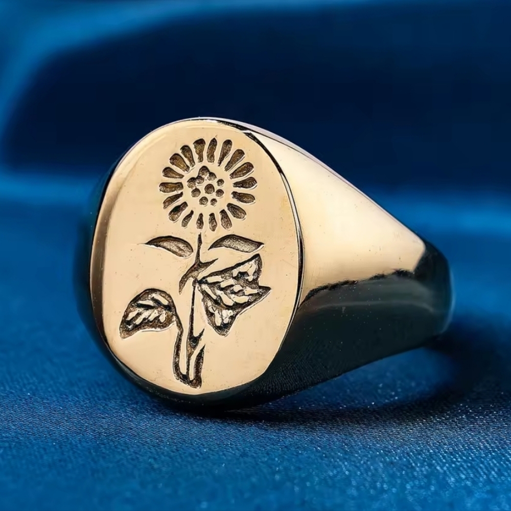Stainless steel Sunflower ring choose Color